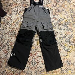 Gray and Black Snow Bib Overalls Ice Armor V3 Snowpants